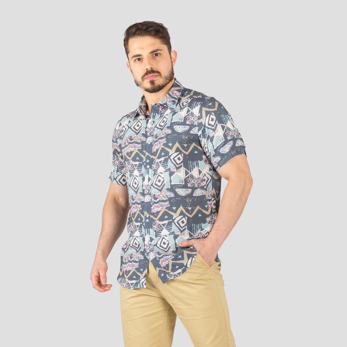 CAMISA ALGODÓN MANGA CORTA HOMBRE JOHN HOLDEN MODA 9CS217 - 1