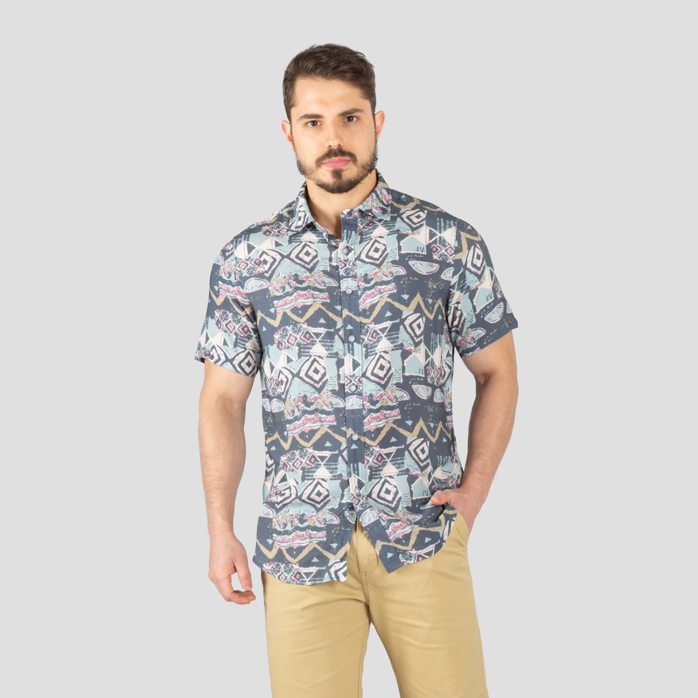 CAMISA ALGODÓN MANGA CORTA HOMBRE JOHN HOLDEN MODA 9CS217 - 2