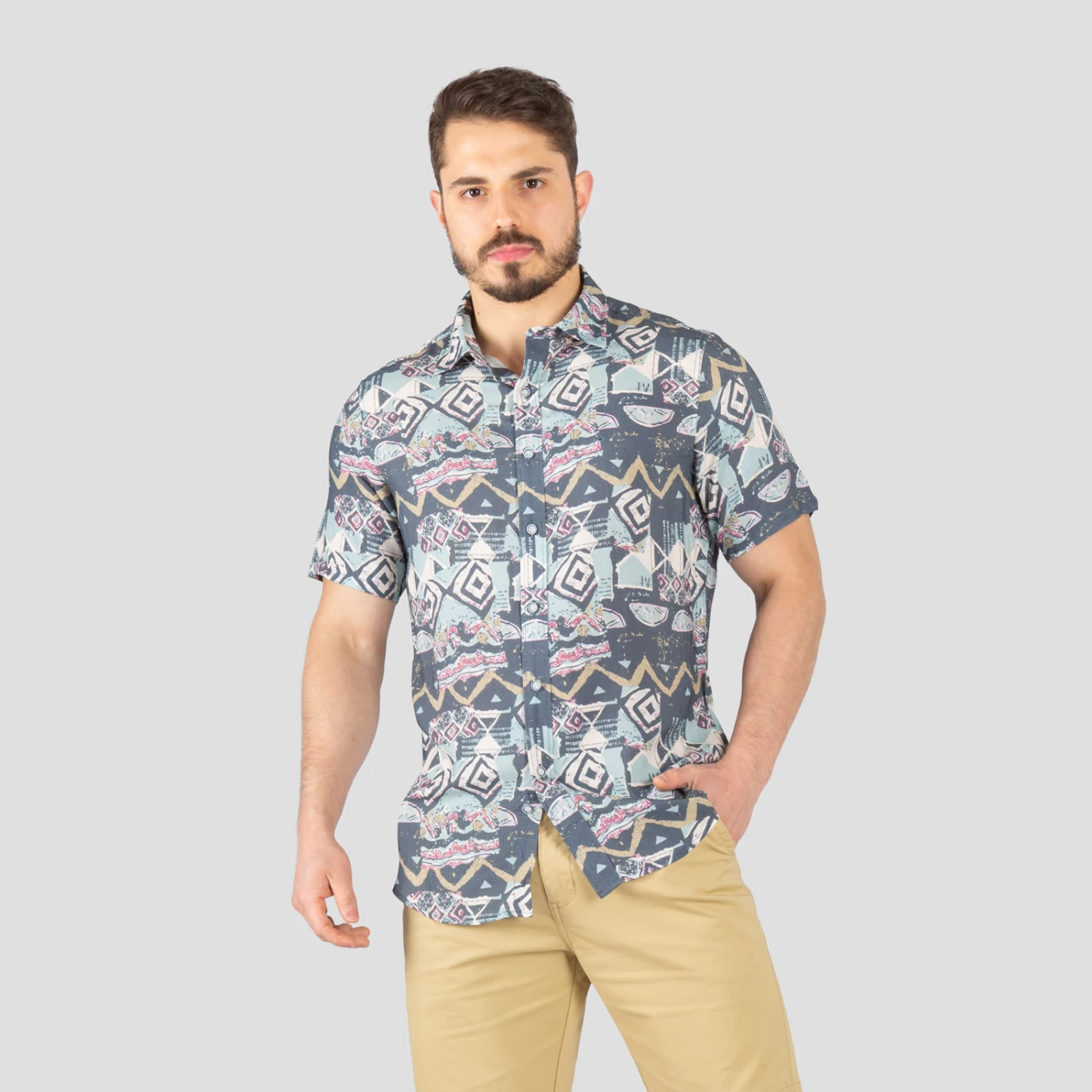 CAMISA ALGODÓN MANGA CORTA HOMBRE JOHN HOLDEN MODA 9CS217 - 4