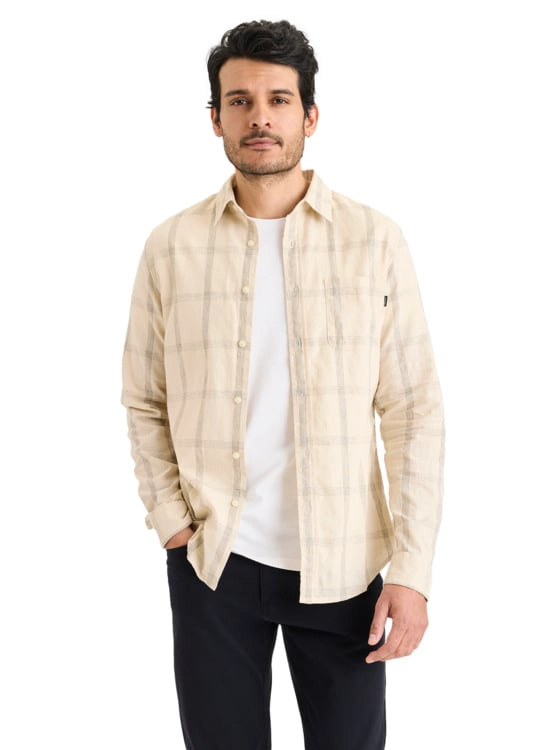 CAMISA MANGA LARGA HOMBRE DOCKERS SLIM ORIGINAL CAQUI - 1