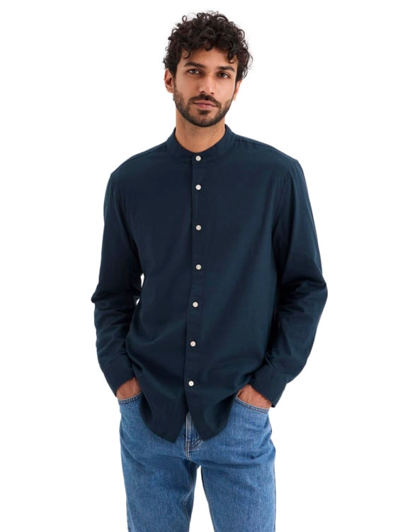 CAMISA MANGA LARGA HOMBRE DOCKERS BAND COLLAR AZUL - 1