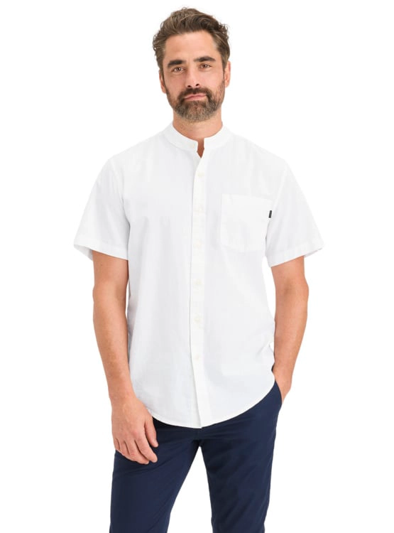 CAMISA MANGA CORTA HOMBRE DOCKERS BAND COLLAR BLANCO - 1