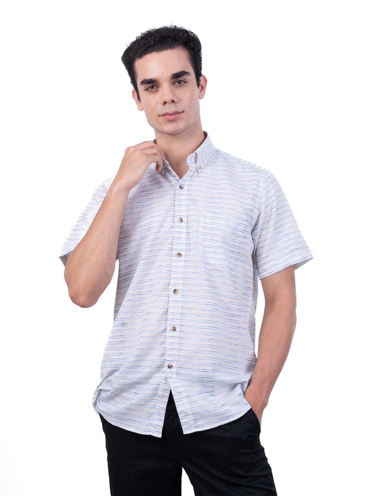 CAMISA MANGA CORTA LINO HOMBRE PIERRE CARDIN - 1