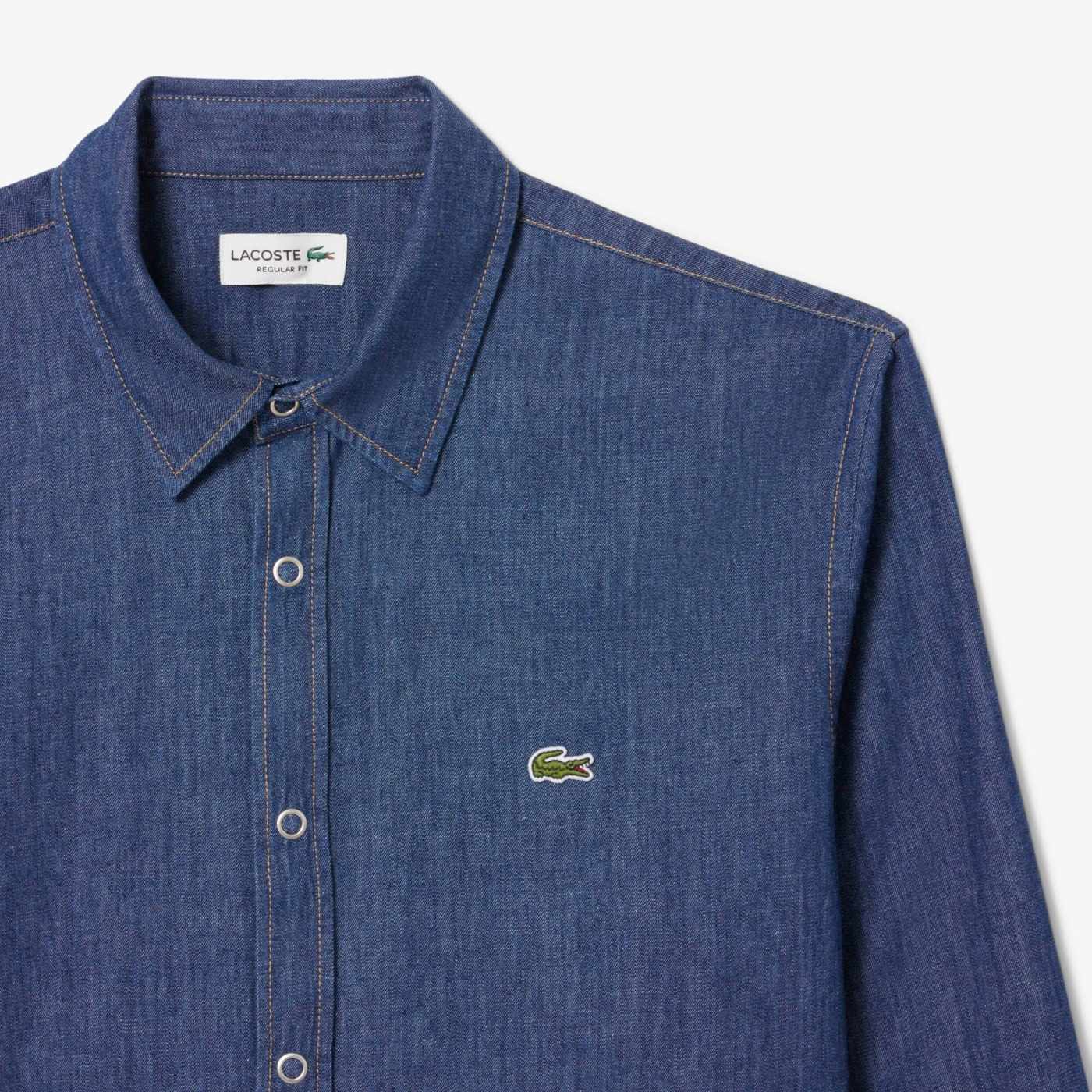 CAMISA MANGA LARGA ALGODÓN HOMBRE LACOSTE CH9084 AZUL - 4