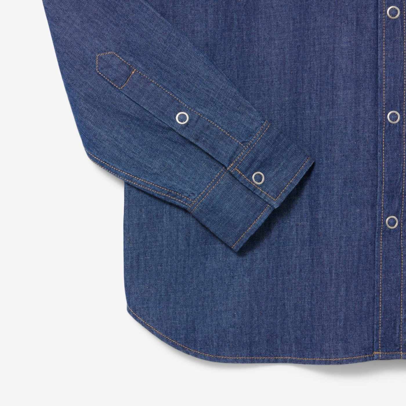 CAMISA MANGA LARGA ALGODÓN HOMBRE LACOSTE CH9084 AZUL - 5