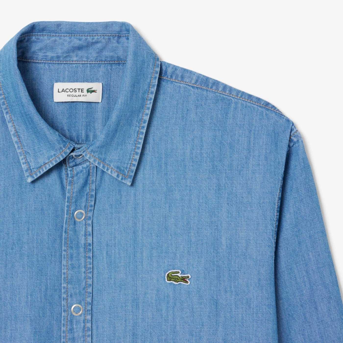 CAMISA MANGA LARGA ALGODÓN HOMBRE LACOSTE CH9084 AZUL - 4