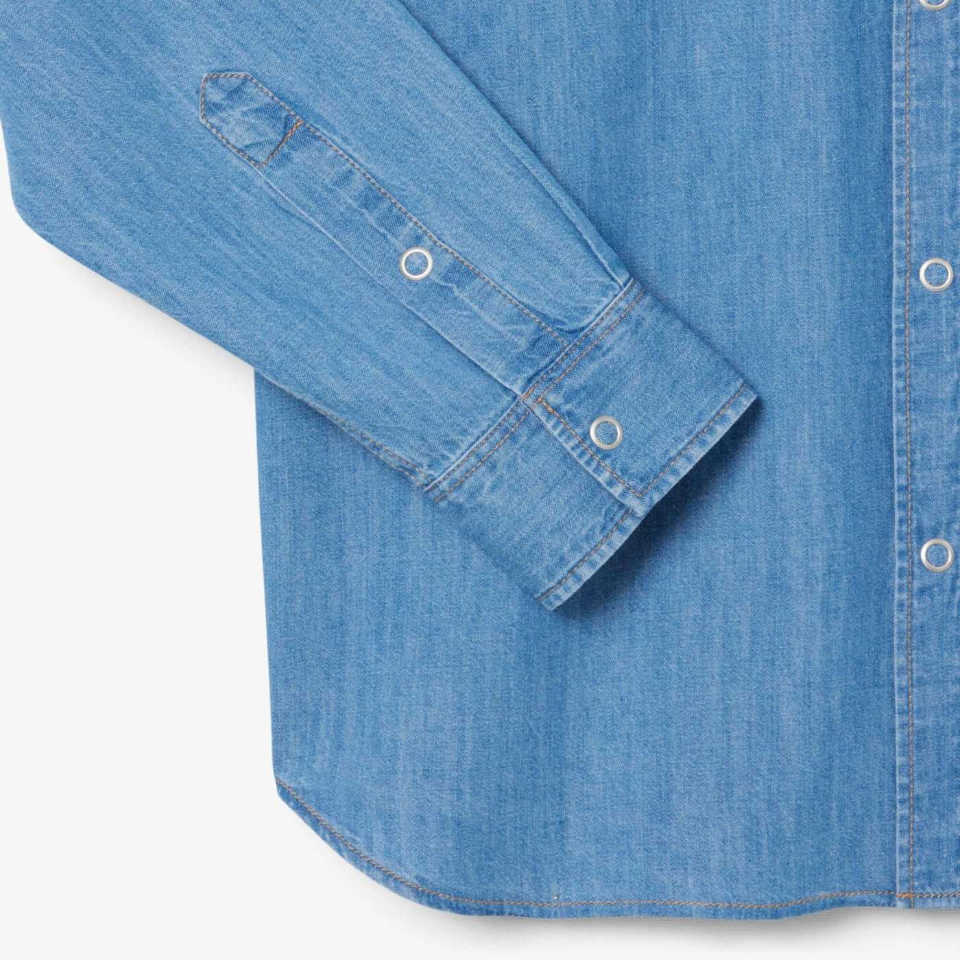 CAMISA MANGA LARGA ALGODÓN HOMBRE LACOSTE CH9084 AZUL - 5