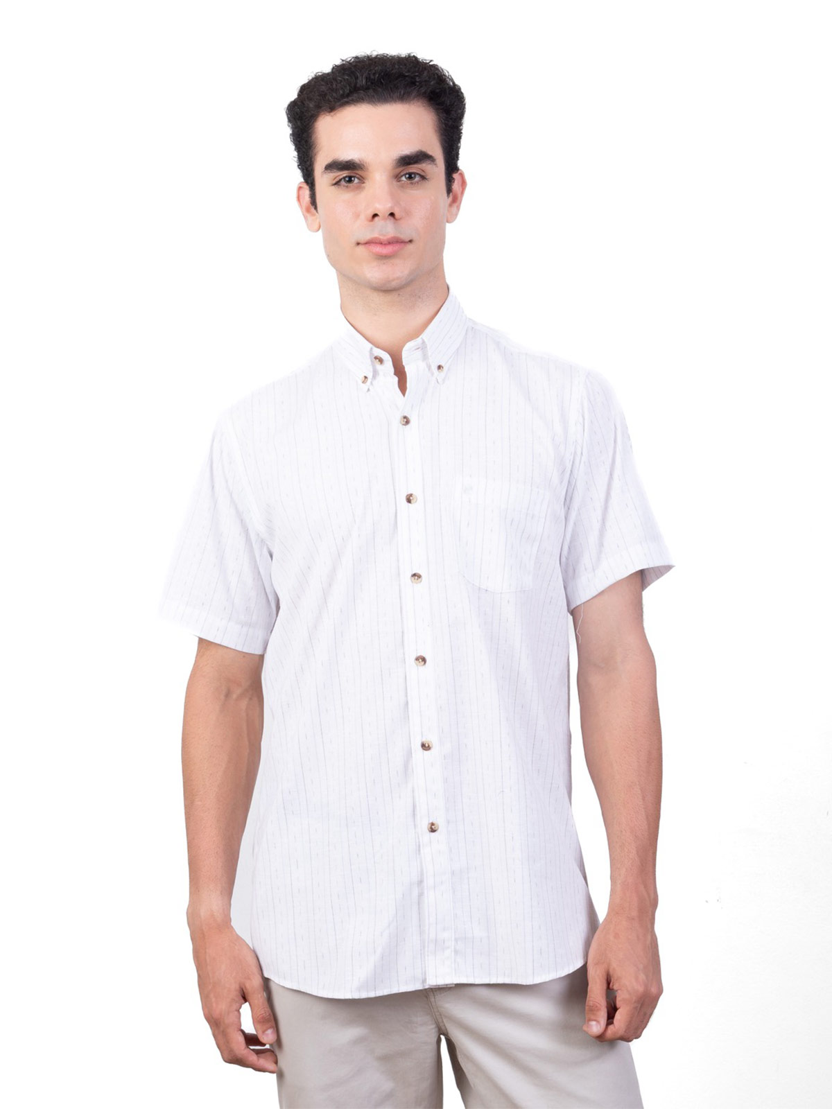 CAMISA MANGA CORTA HOMBRE PIERRE CARDIN CUELLO AMERICANO - 1