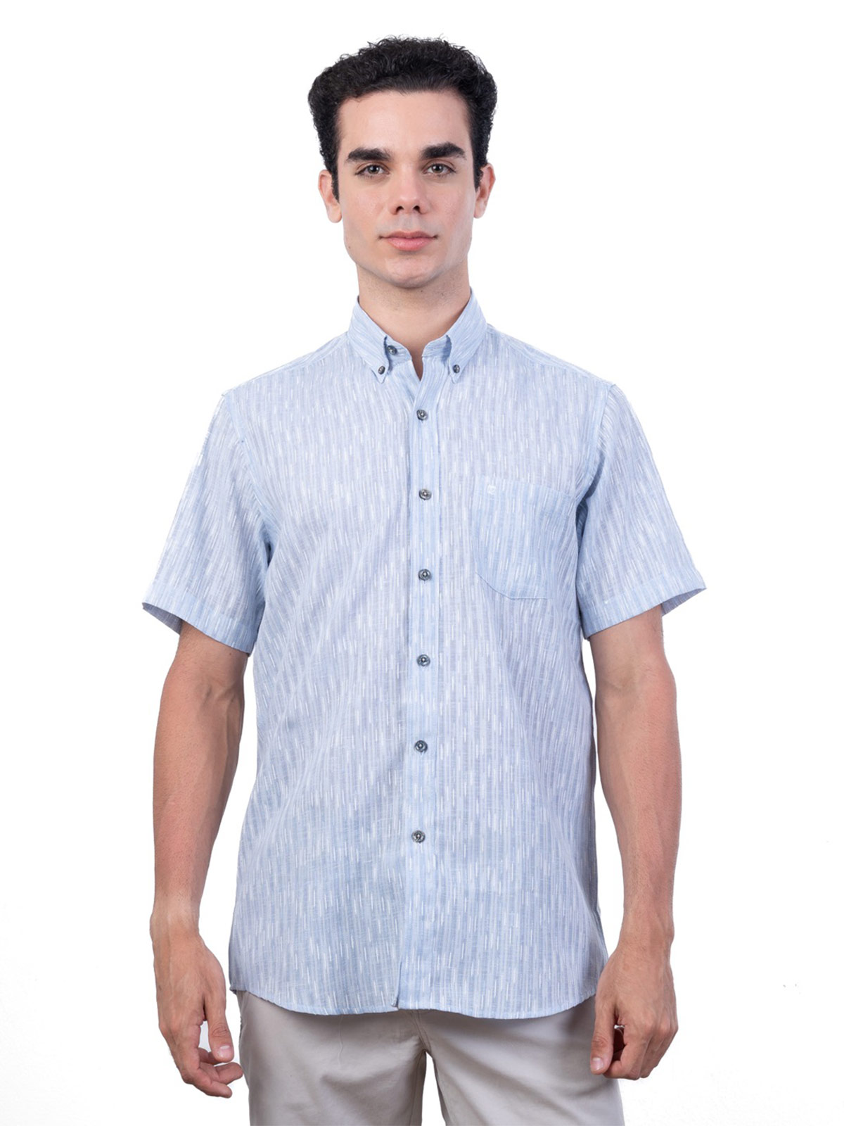 CAMISA MANGA CORTA HOMBRE PIERRE CARDIN CUELLO AMERICANO - 1