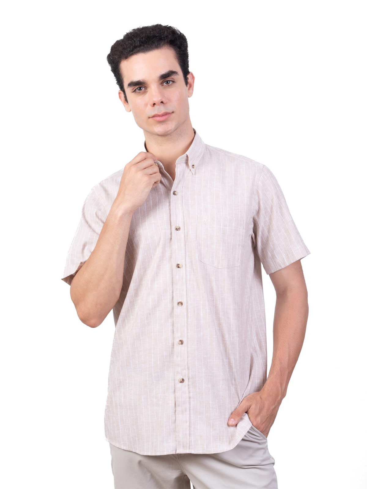 CAMISA MANGA CORTA LINO HOMBRE PIERRE CARDIN - 1