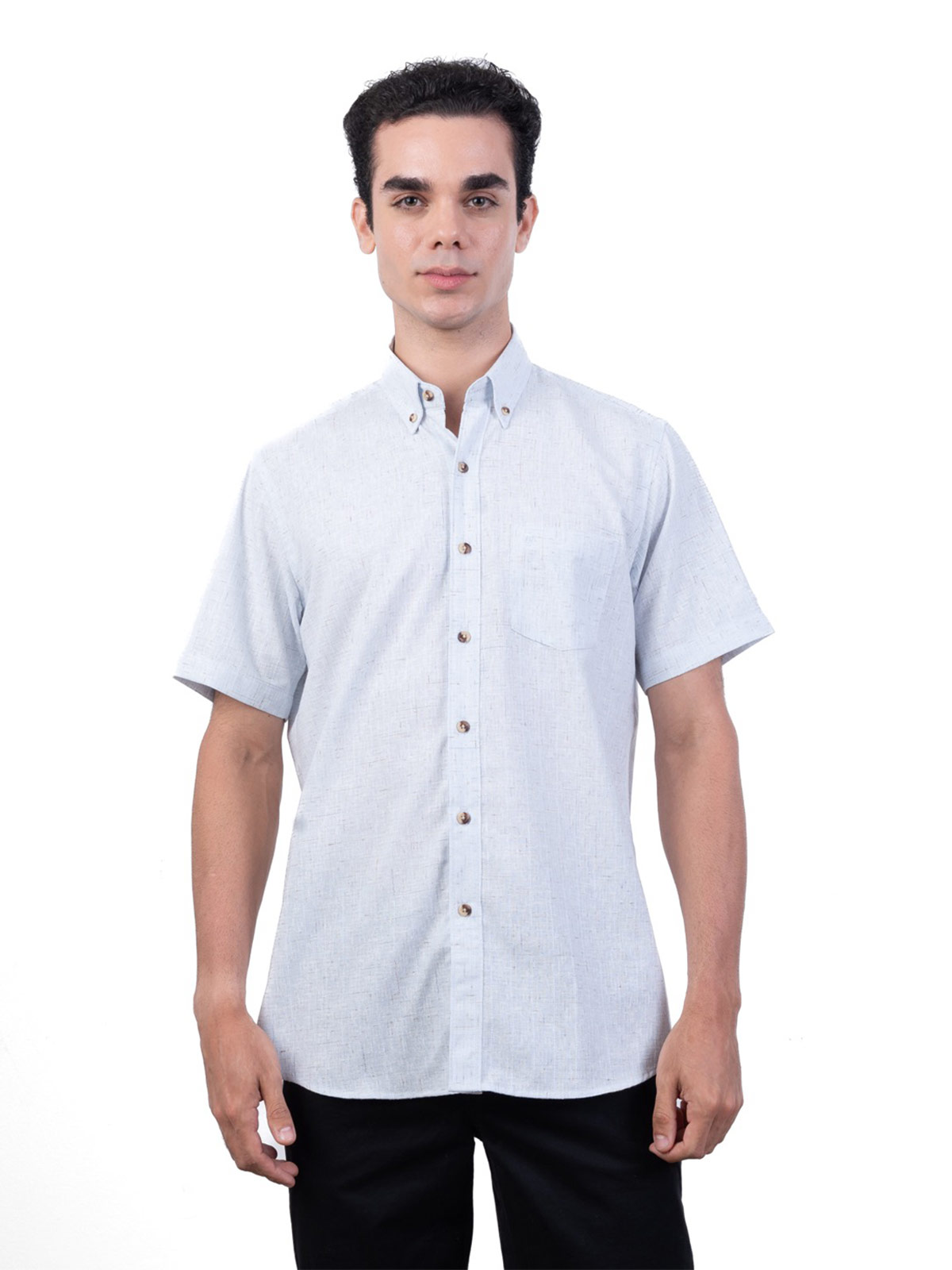 CAMISA MANGA CORTA HOMBRE PIERRE CARDIN CUELLO AMERICANO - 1