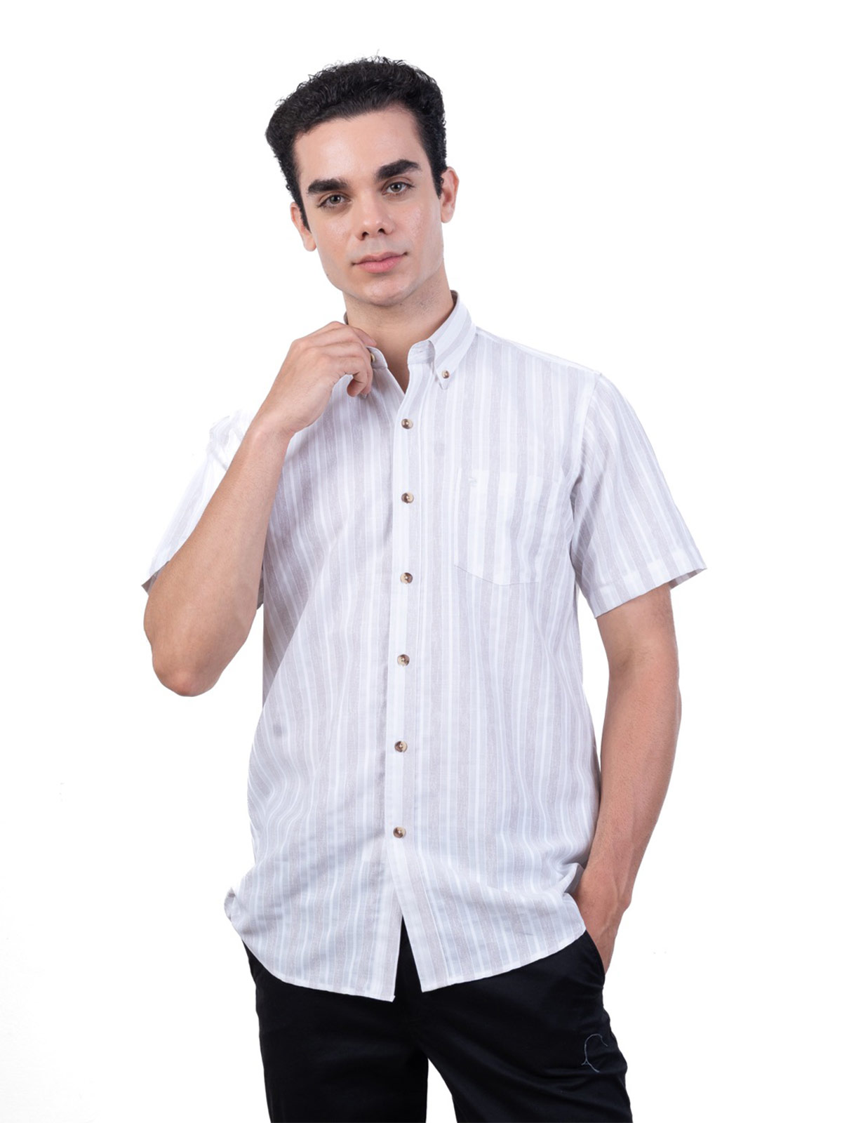 CAMISA MANGA CORTA LINO HOMBRE PIERRE CARDIN - 1