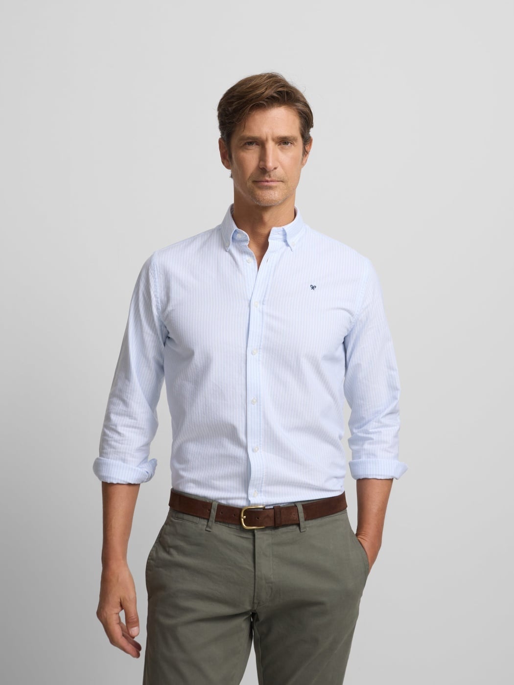CAMISA SPORT MANGA LARGA ALGODÓN SILBON OXFORD RAYAS - 1