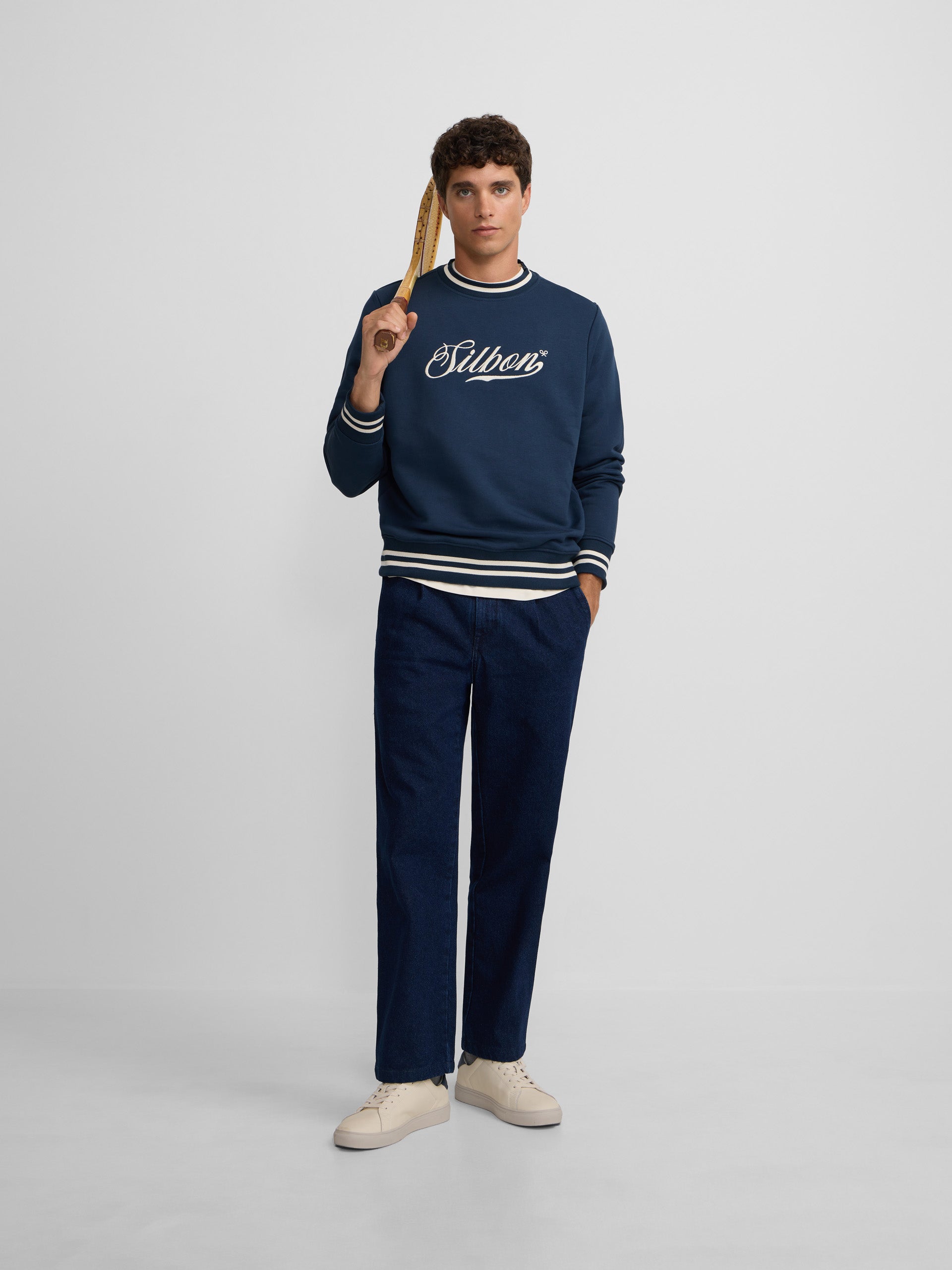 POLERA ALGODÓN HOMBRE SILBON RETRO LETERRING MARIN - 1