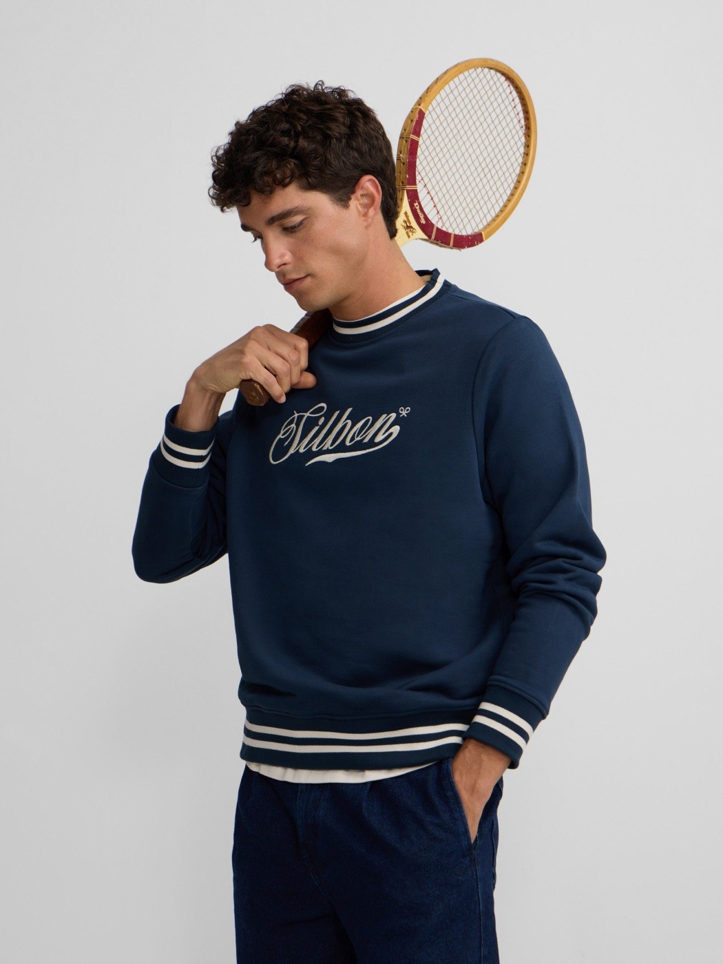 POLERA ALGODÓN HOMBRE SILBON RETRO LETERRING MARIN - 2