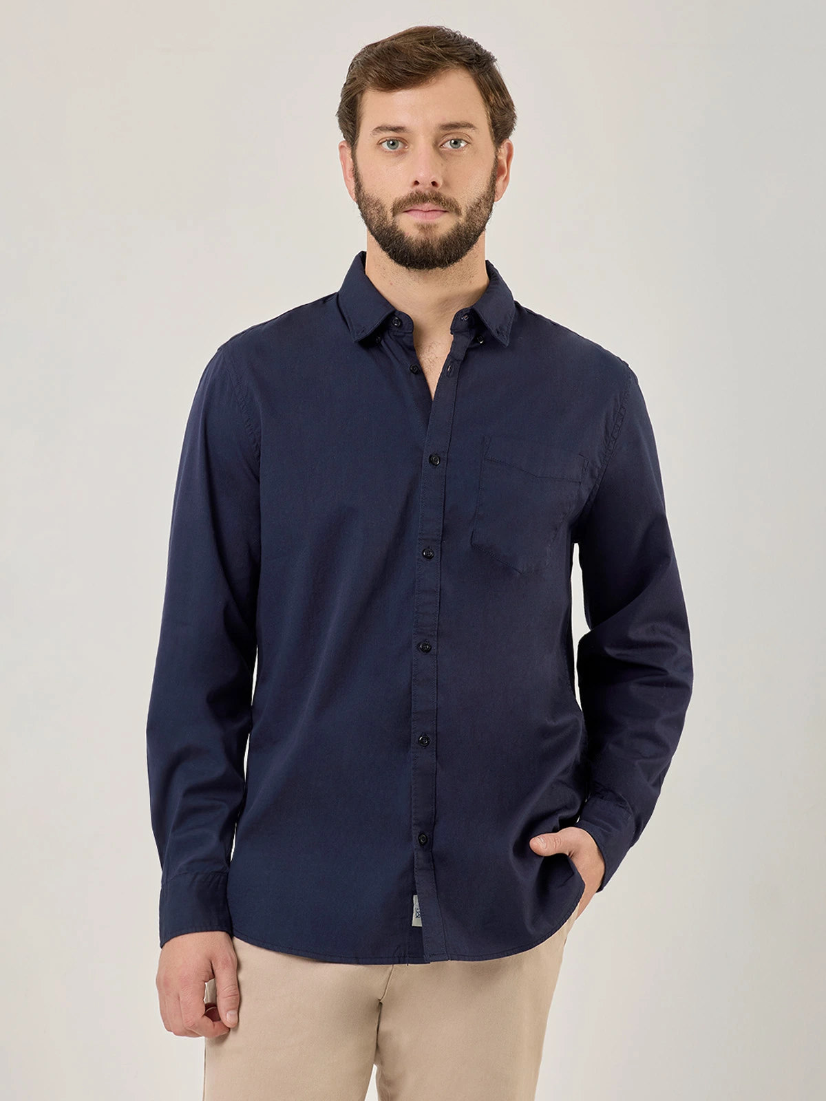 CAMISA MANGA LARGA ALGODÓN HOMBRE NAVIGATA - 1