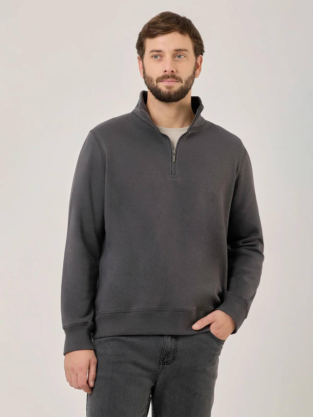POLERA ALGODÓN HOMBRE KENNETH STEVENS HALF ZIPPER - 1