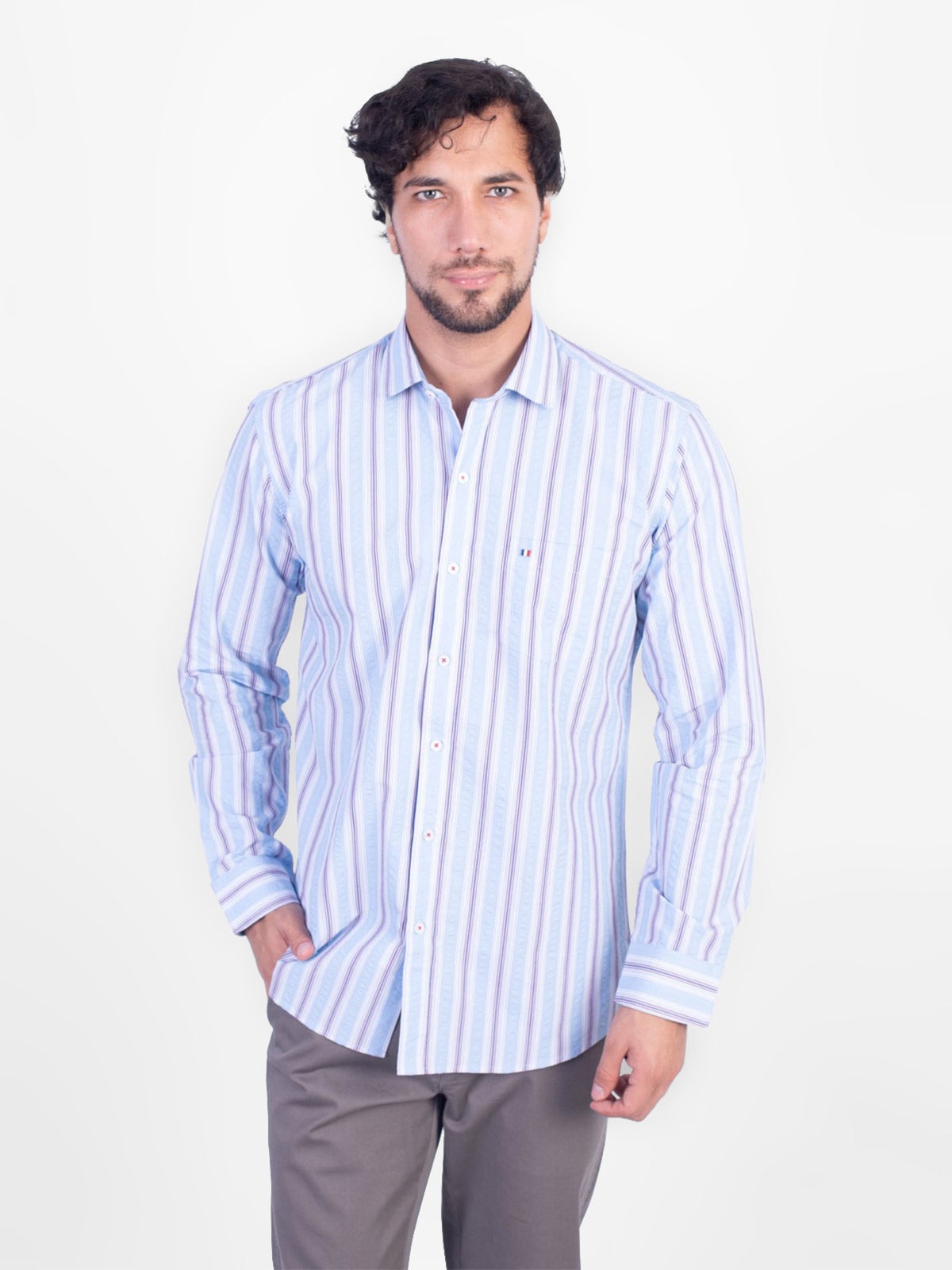 CAMISA MANGA LARGA HOMBRE PIERRE CARDIN SEERSUCKER ETQ PC-63651CAA - 1