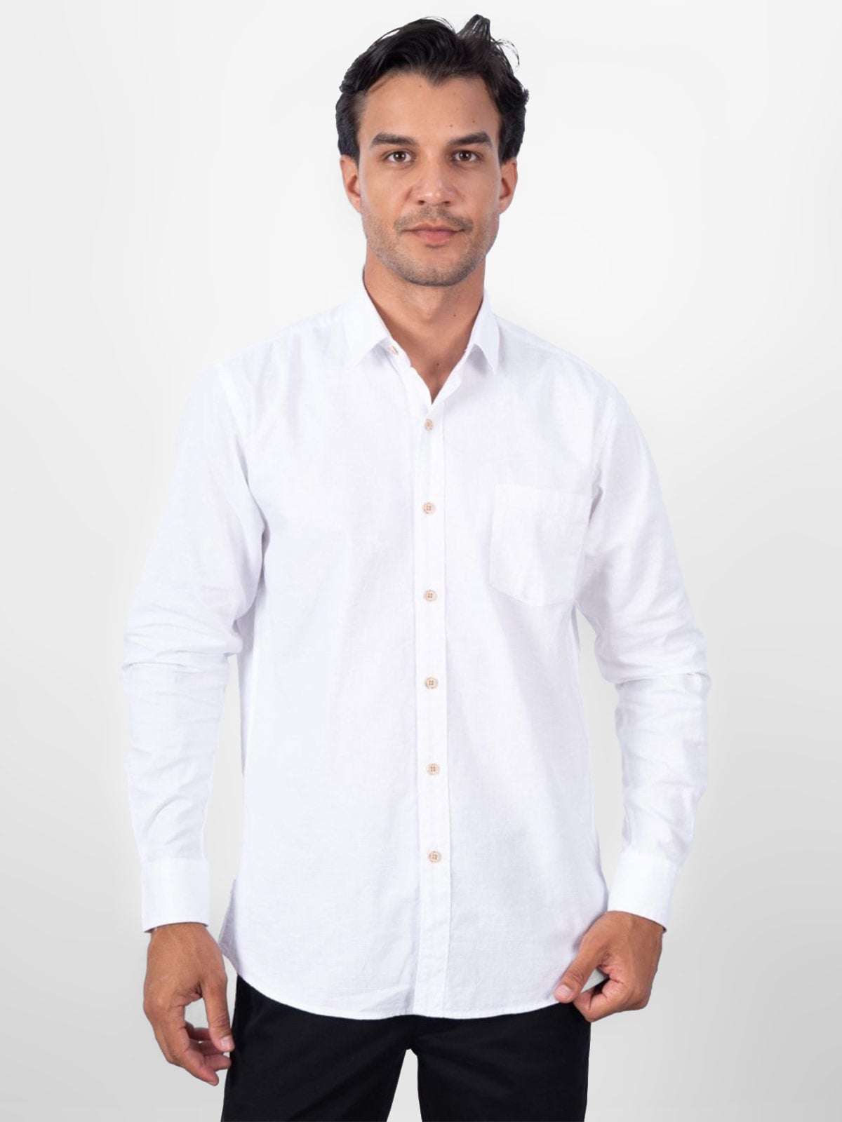 CAMISA MANGA LARGA LINO HOMBRE PIERRE CARDIN - 1