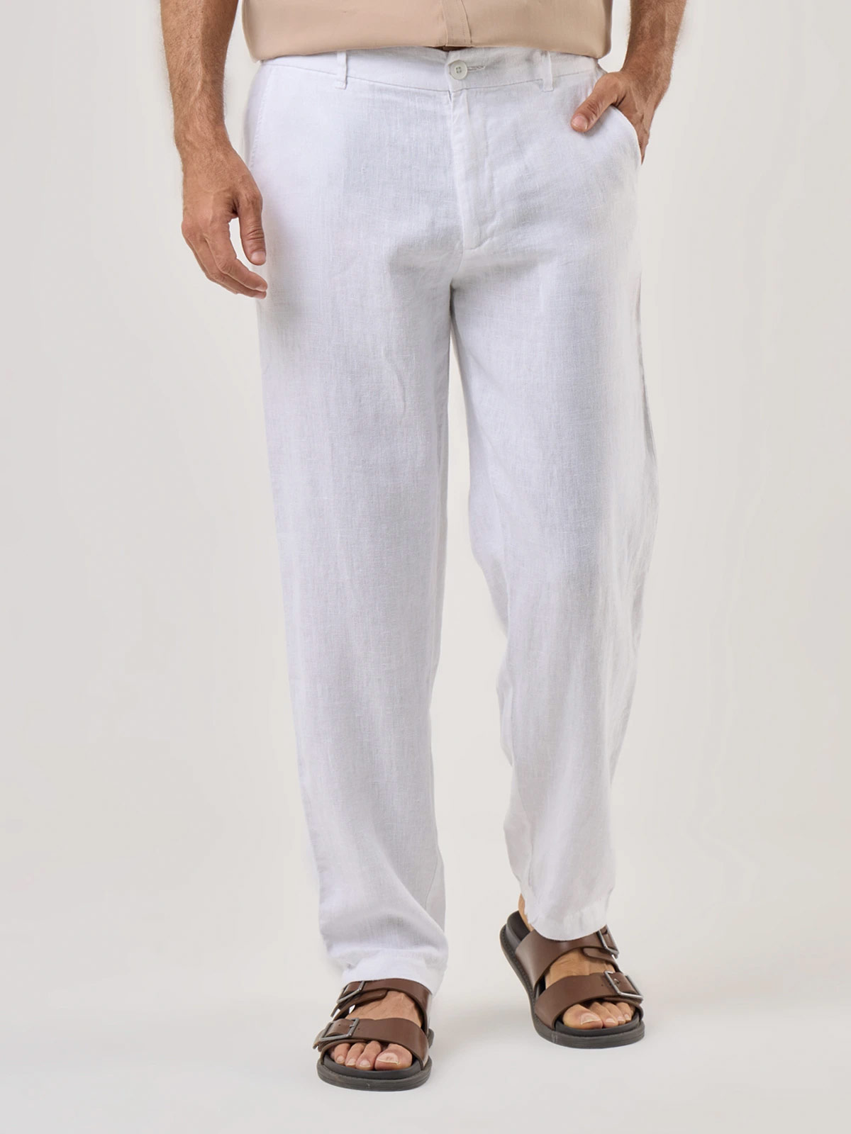 PANTALON LINO HOMBRE CACHAREL BLANCO - 2