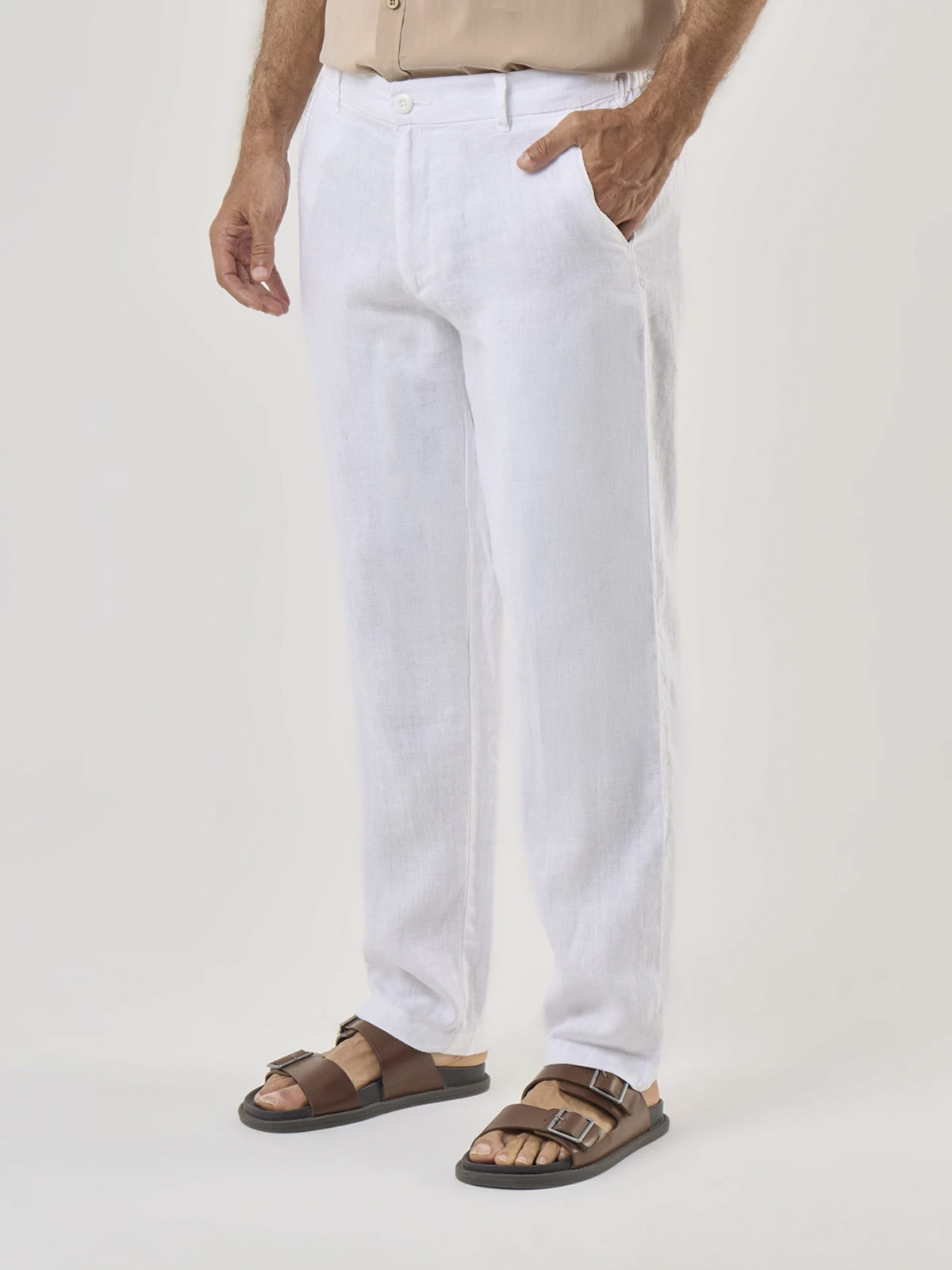 PANTALON LINO HOMBRE CACHAREL BLANCO - 3