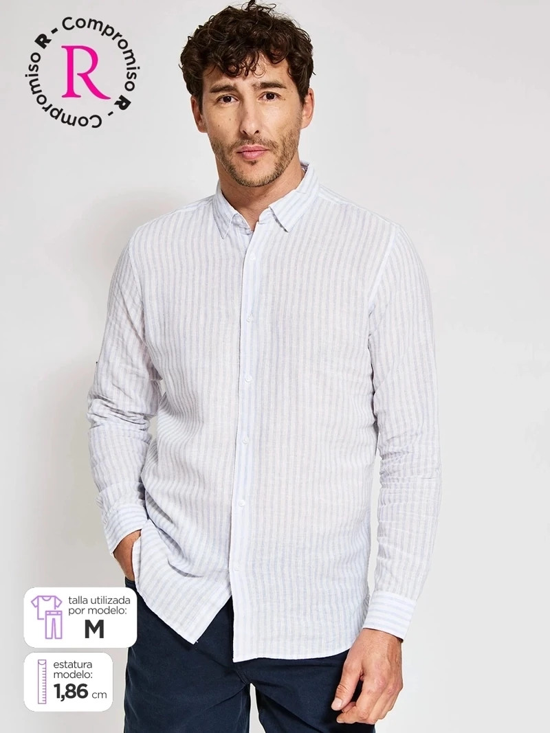 CAMISA MANGA LARGA ALGODÓN LINO HOMBRE MARQUIS - 1