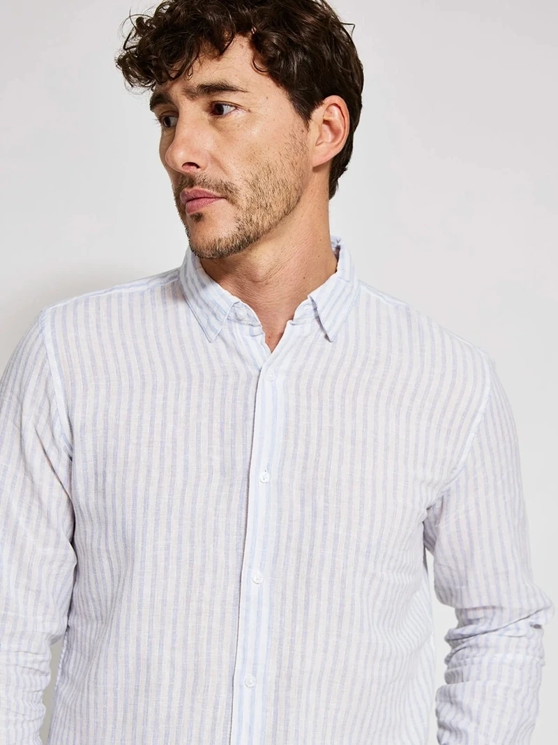 CAMISA MANGA LARGA ALGODÓN LINO HOMBRE MARQUIS - 3