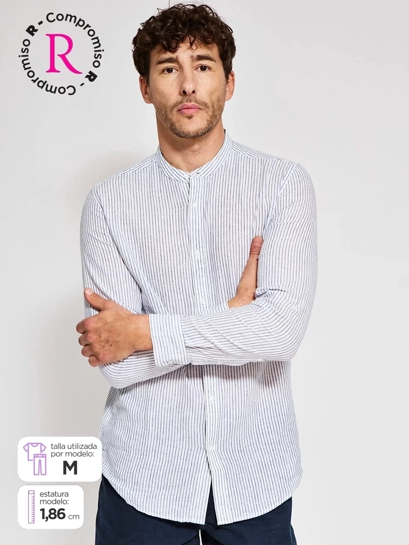 CAMISA MANGA LARGA ALGODÓN LINO HOMBRE MARQUIS - 1