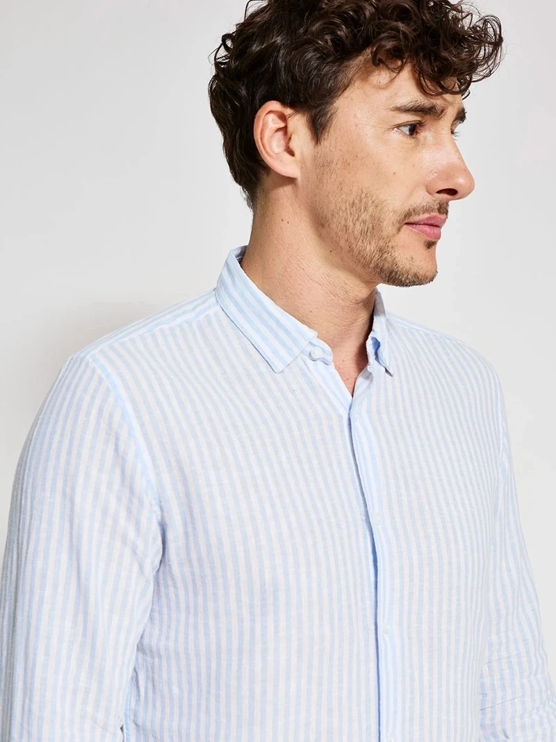 CAMISA MANGA LARGA ALGODÓN LINO HOMBRE MARQUIS - 3