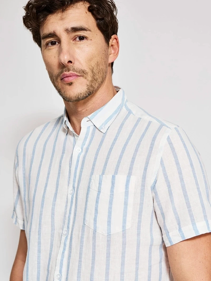 CAMISA MANGA CORTA ALGODÓN LINO HOMBRE KENNETH STEVENS - 3