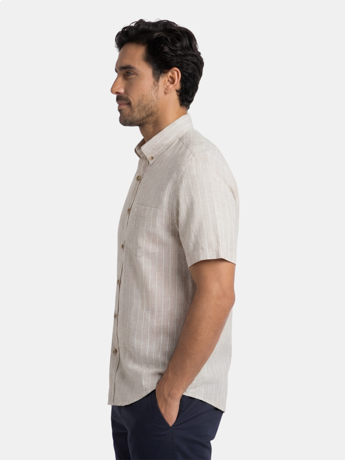CAMISA MANGA CORTA HOMBRE ETIQUETA COLECCIÓN LINO - 3