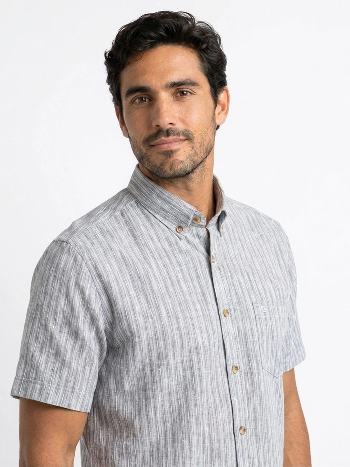CAMISA MANGA CORTA HOMBRE ETIQUETA COLECCIÓN LINO - 4