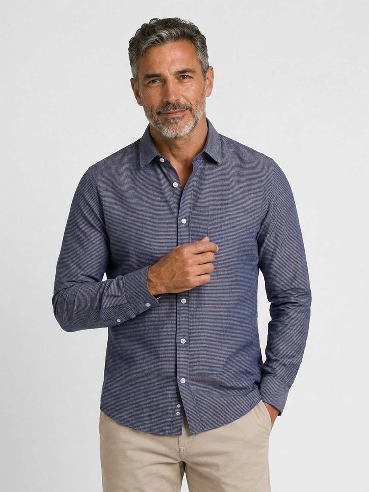 CAMISA MANGA LARGA LINO HOMBRE PIERRE CARDIN PC-63808CAA - 1