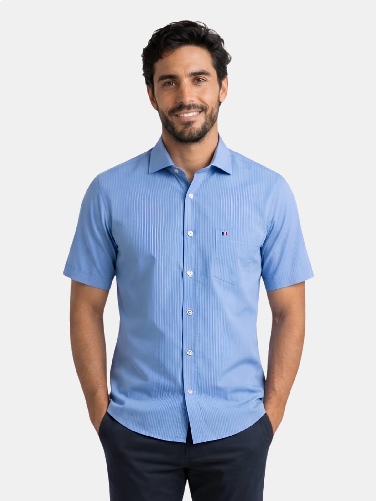 CAMISA MANGA CORTA HOMBRE PIERRE CARDIN TESSUTO ITALY - 1