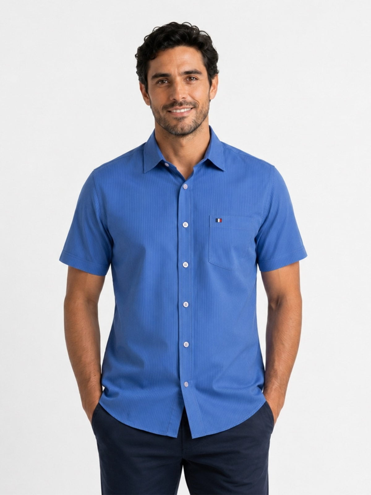 CAMISA MANGA CORTA HOMBRE PIERRE CARDIN TESSUTO ITALY - 1