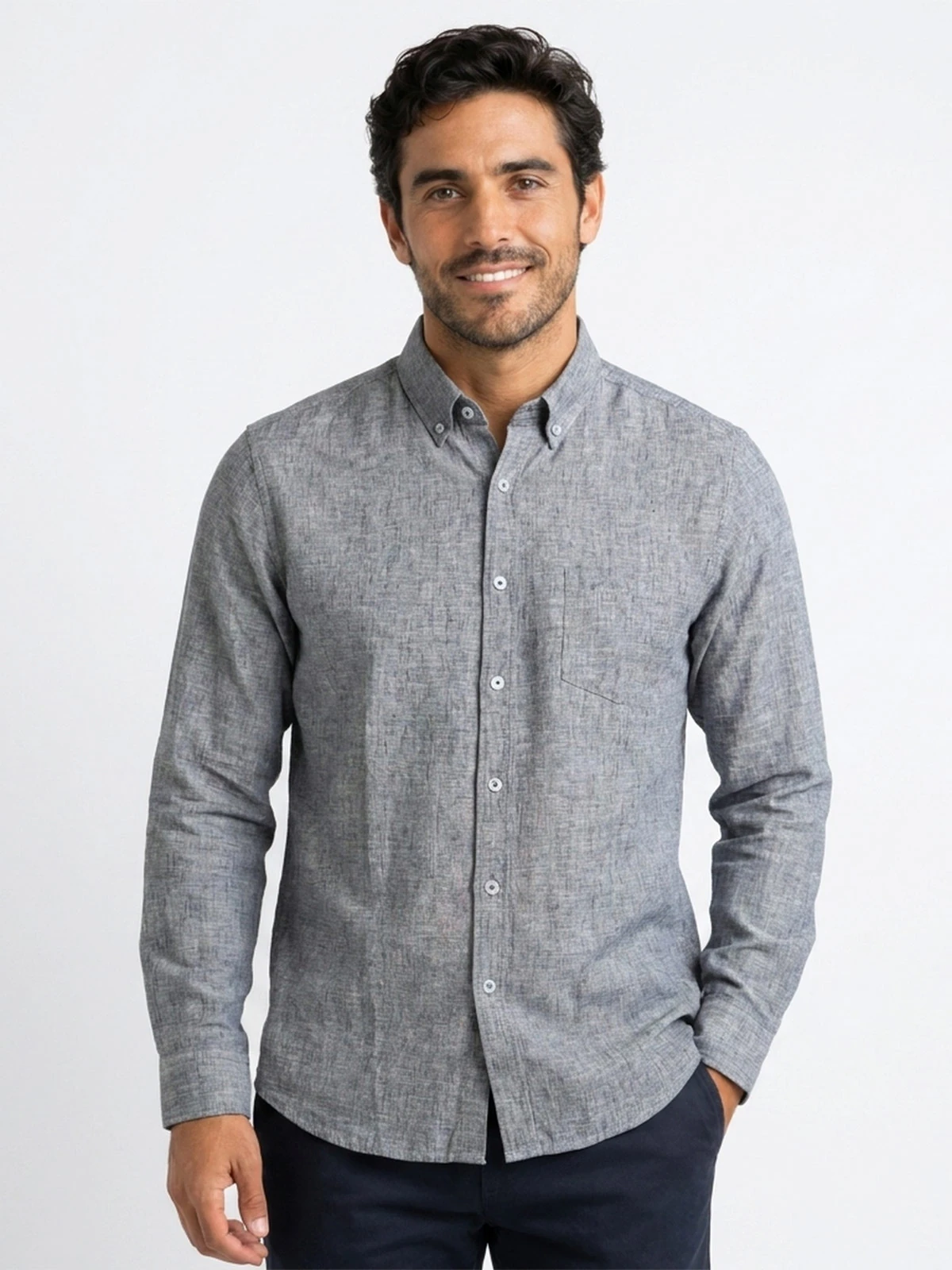 CAMISA MANGA LARGA HOMBRE PIERRE CARDIN LINO ITALY - 1
