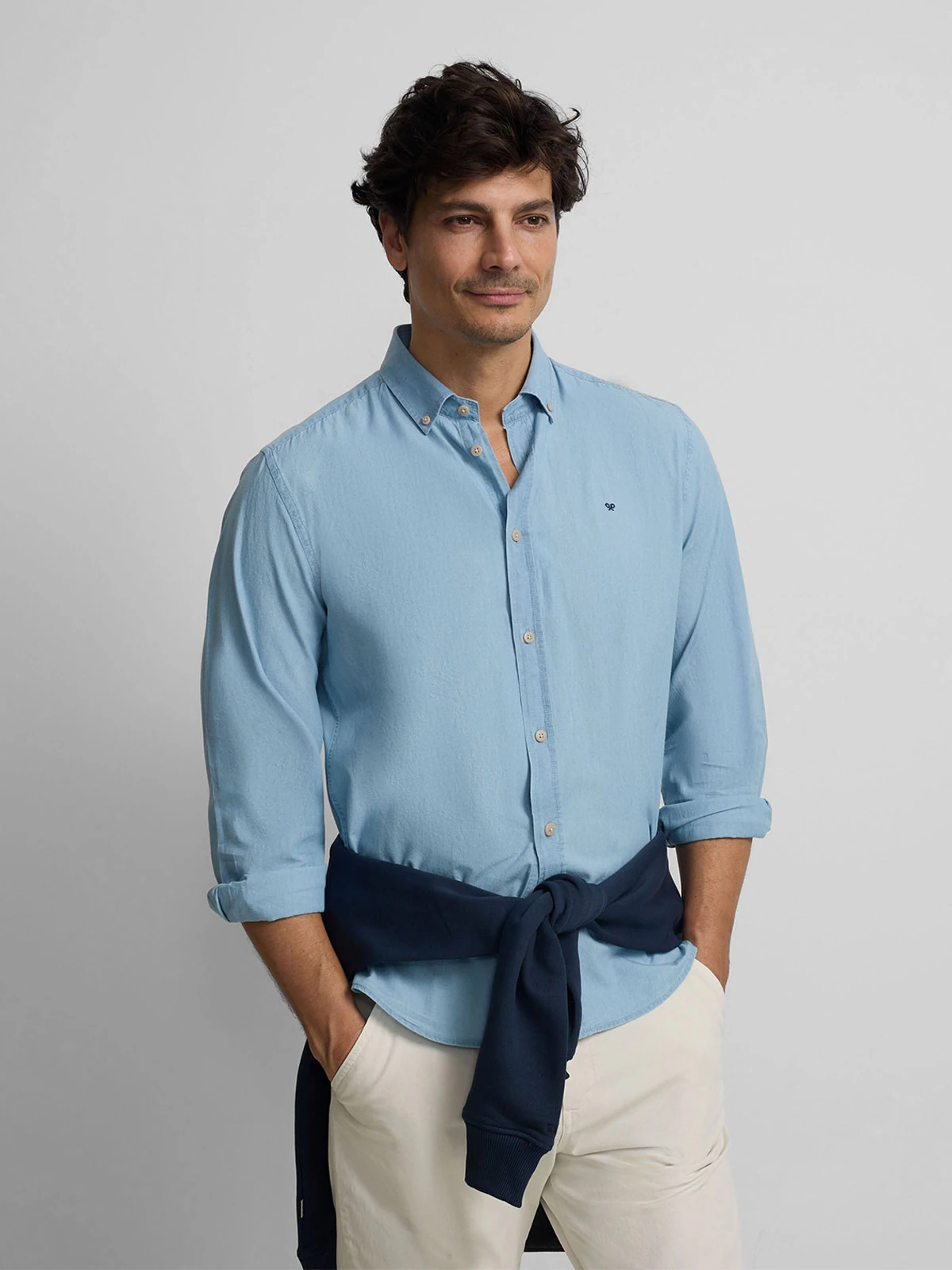 CAMISA MANGA LARGA HOMBRE SILBON AZUL CLARO SPORT - 1