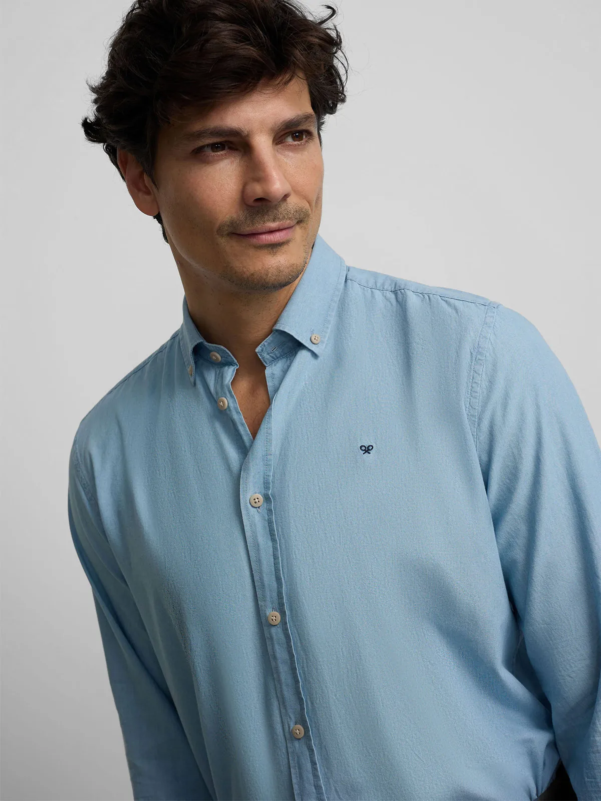 CAMISA MANGA LARGA HOMBRE SILBON AZUL CLARO SPORT - 3