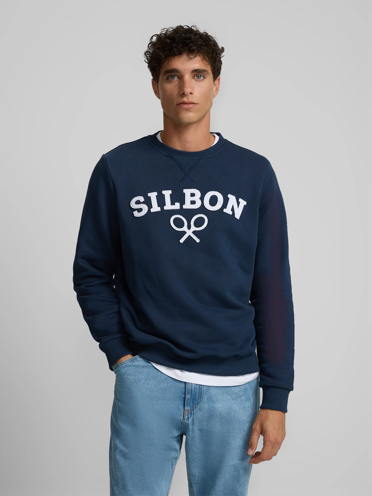POLERA MANGA LARGA HOMBRE SILBON AZUL MARINO RAQUETA - 1