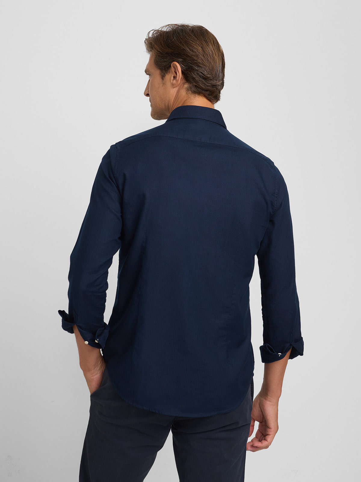 CAMISA MANGA LARGA HOMBRE SILBON AZUL MARINO ESPIGA - 2