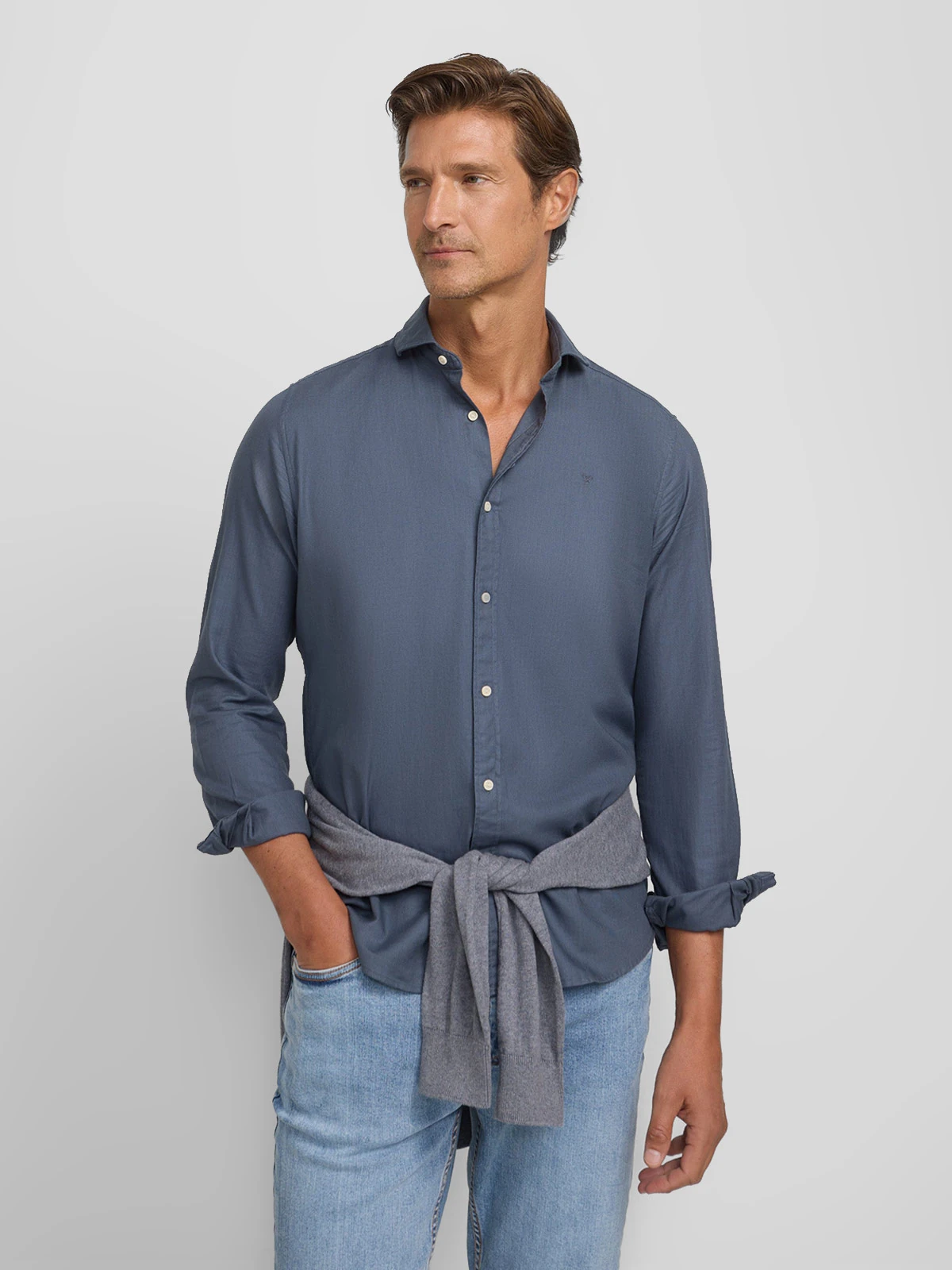 CAMISA MANGA LARGA HOMBRE SILBON AZUL MARINO ESPIGA - 1