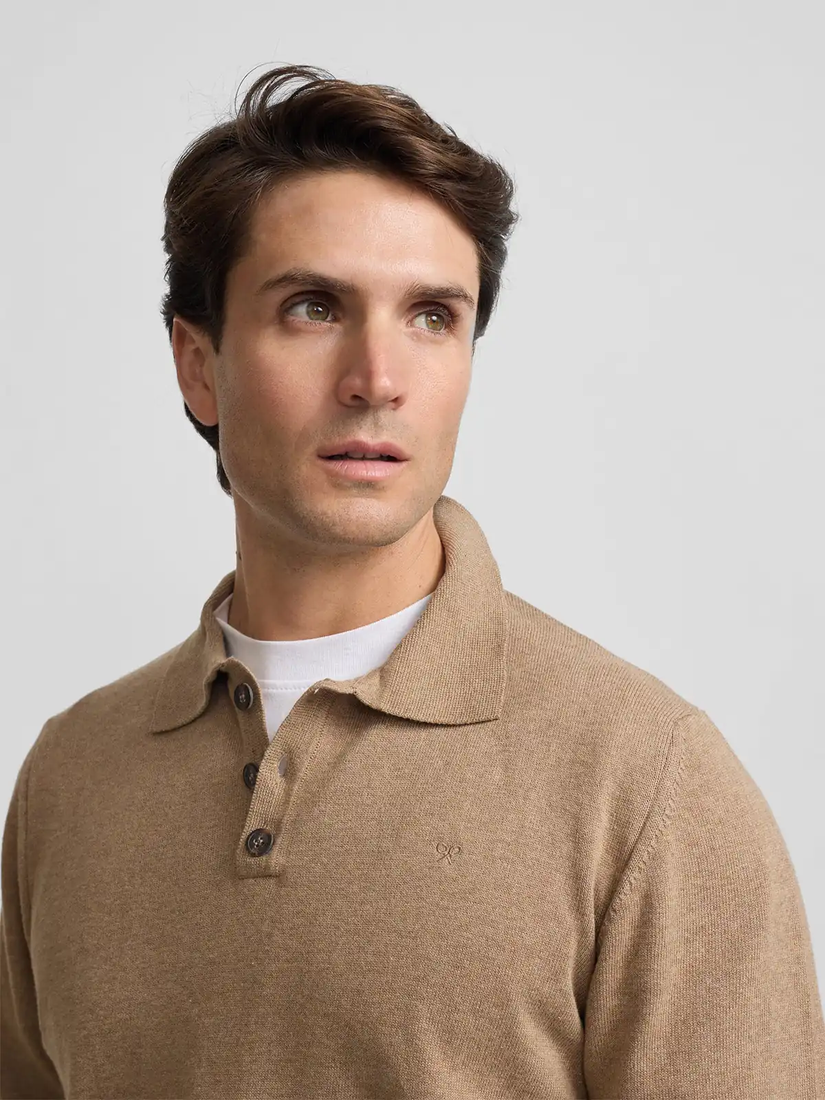 CHOMPA CUELLO POLO HOMBRE SILBON BEIGE - 3