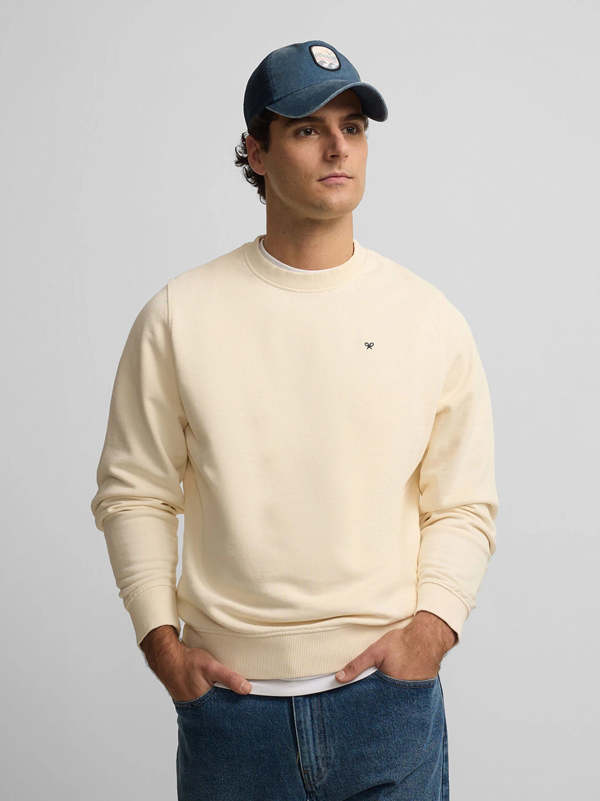 POLERA MANGA LARGA HOMBRE SILBON CREMA BORDADOS - 1