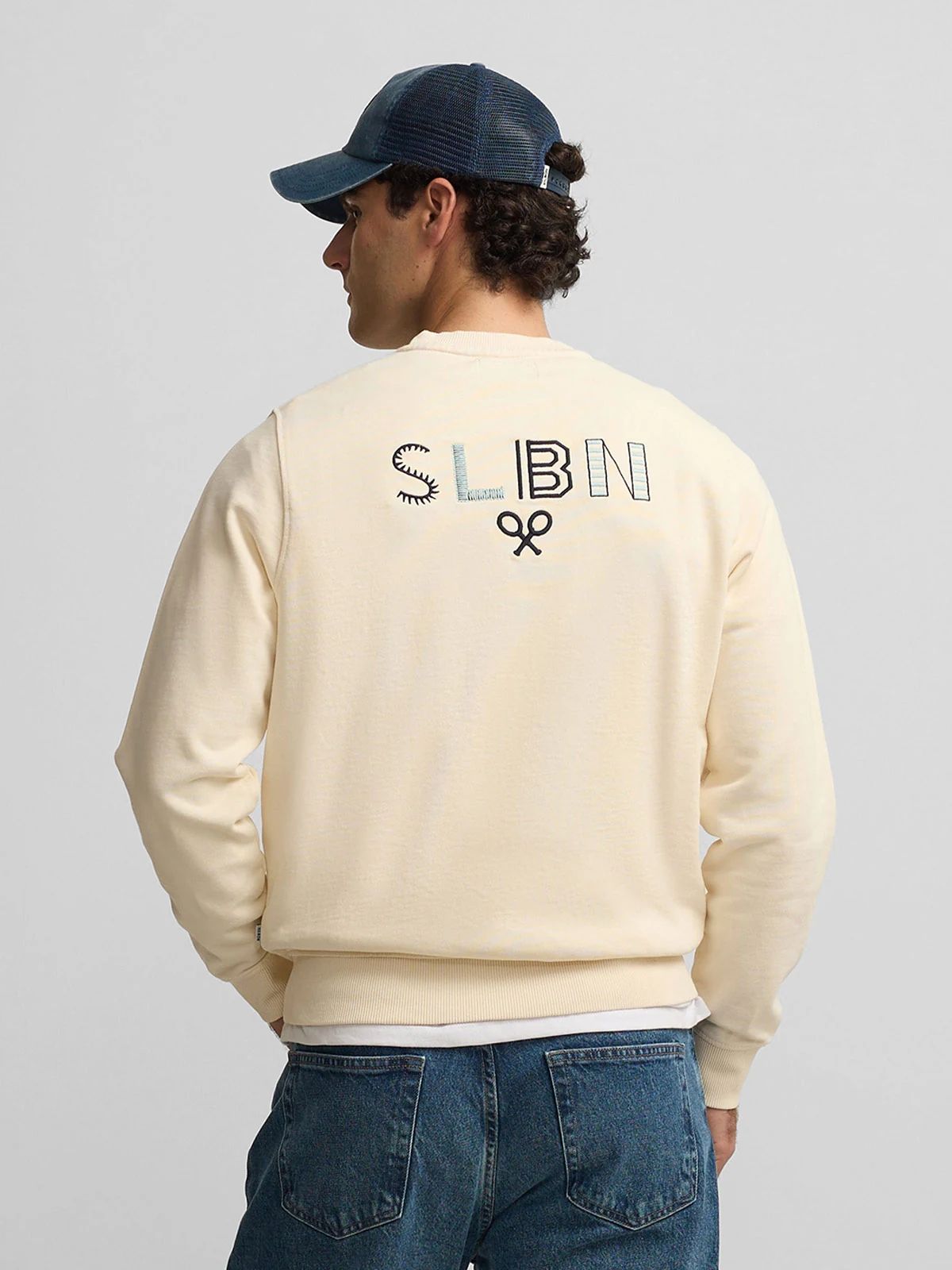 POLERA MANGA LARGA HOMBRE SILBON CREMA BORDADOS - 2
