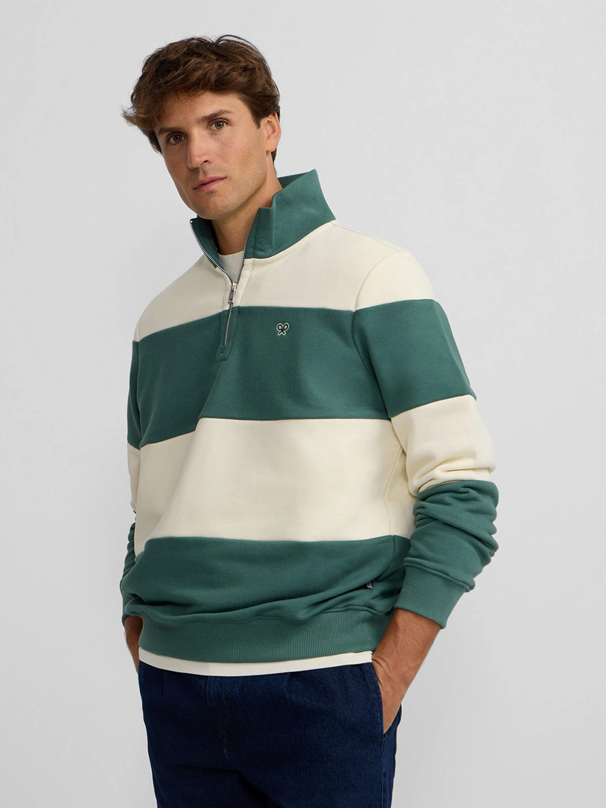 POLERA MANGA LARGA HOMBRE SILBON VERDE CREMALLERA - 1