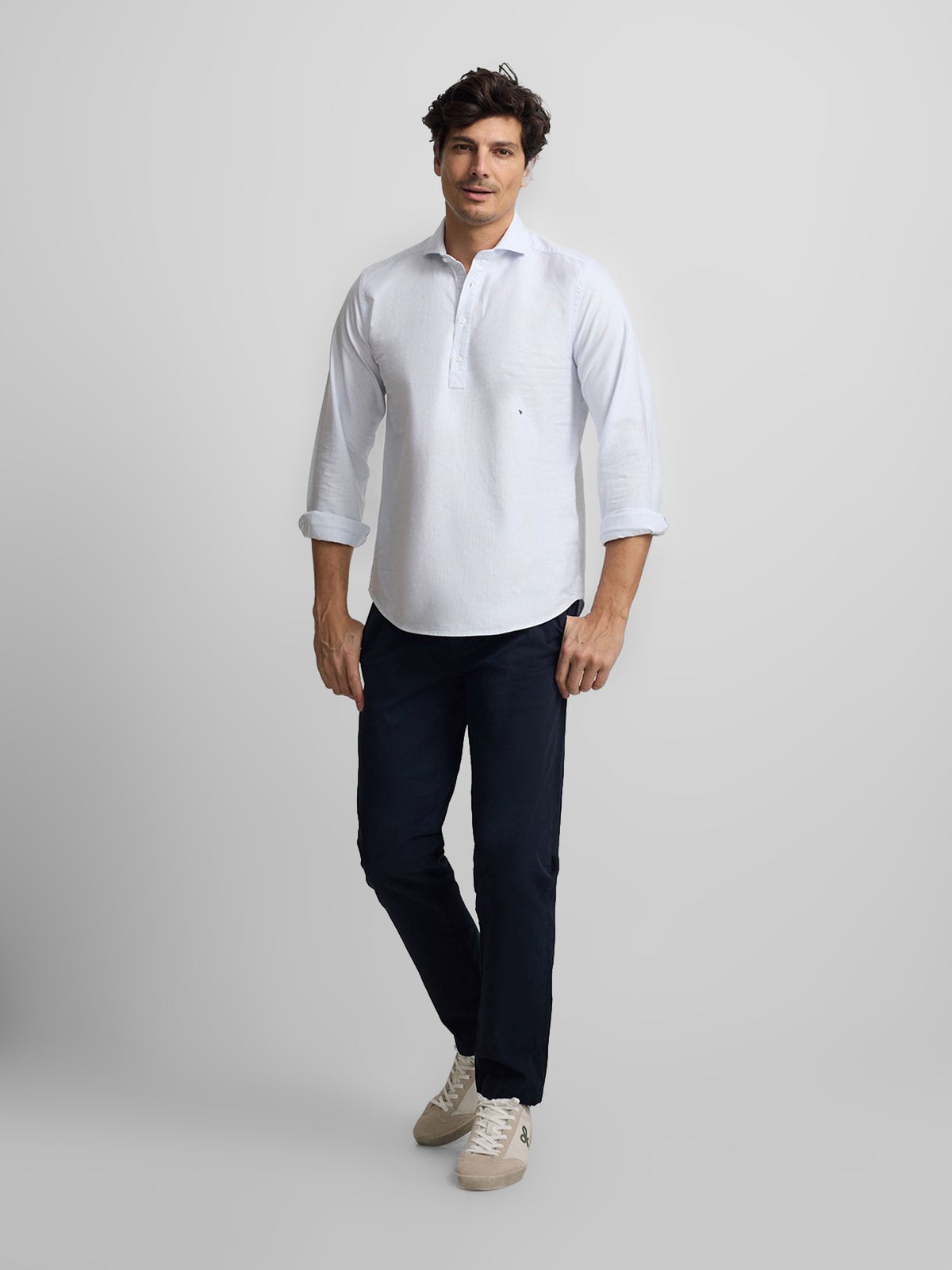 POLO MANGA LARGA HOMBRE SILBON CELESTE OXFORD - 2