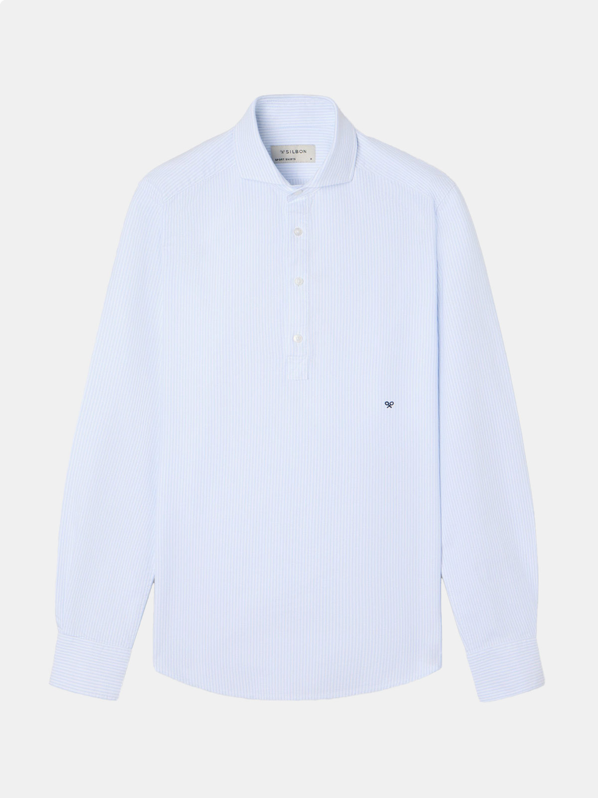 POLO MANGA LARGA HOMBRE SILBON CELESTE OXFORD - 3