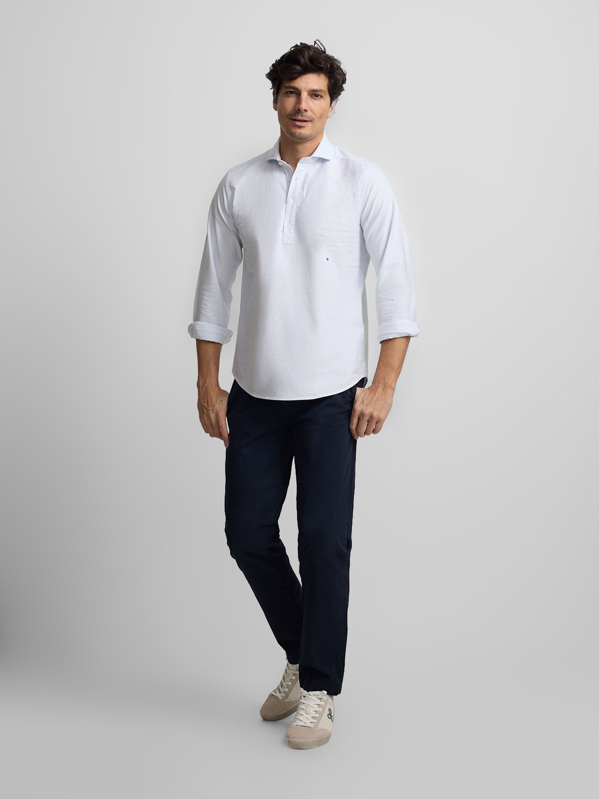 POLO MANGA LARGA HOMBRE SILBON CELESTE OXFORD - 2