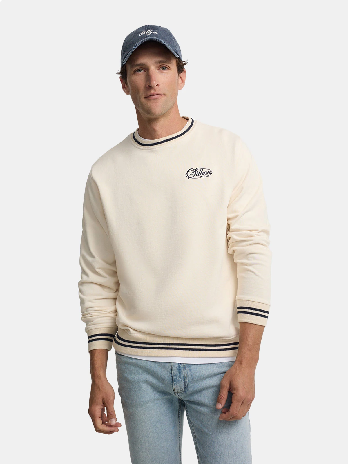 POLERA MANGA LARGA HOMBRE SILBON CREMA RETRO - 1
