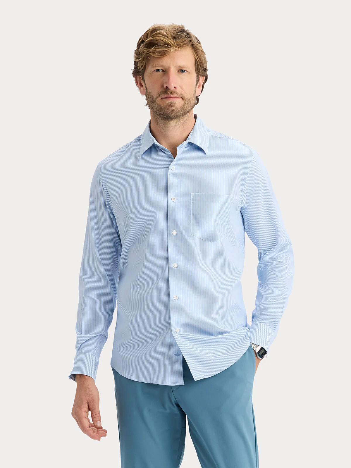 CAMISA MANGA LARGA HOMBRE DOCKERS AZUL - 1